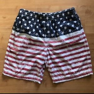 Eddie Bauer Mens American Flag Swim Trunks